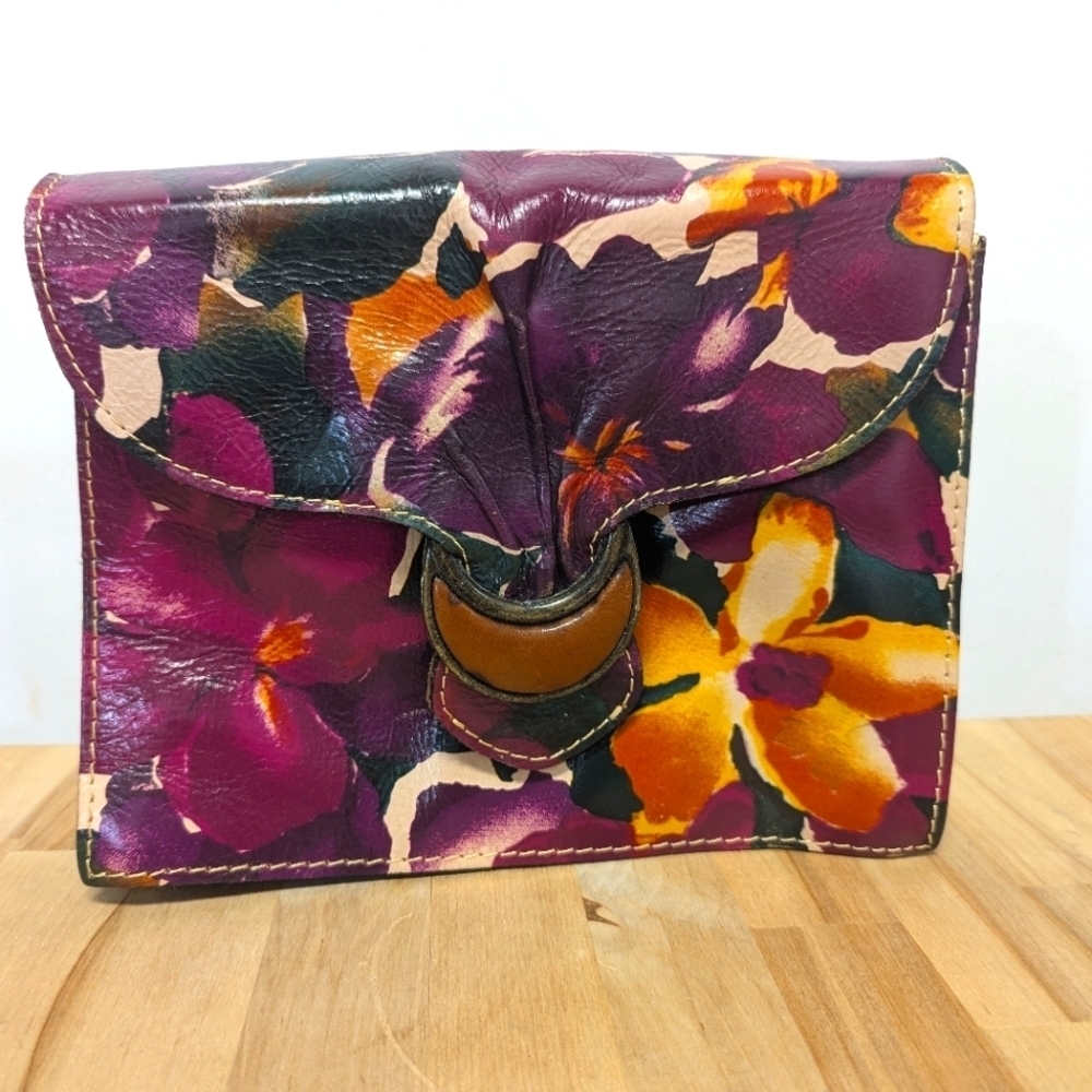 Patricia Nash Floral Leather Clutch Pink  Blooming Romance Convertible